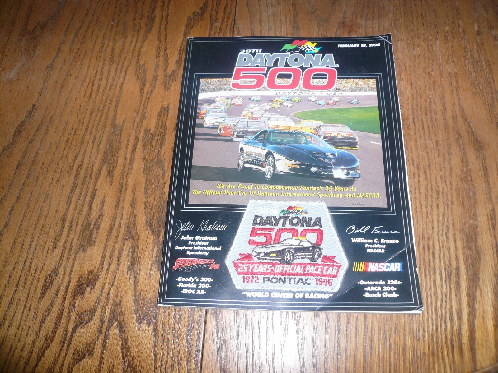 1996 Daytona 500 Program w/Patch on Front Cover - 2/18/96 - Vintage