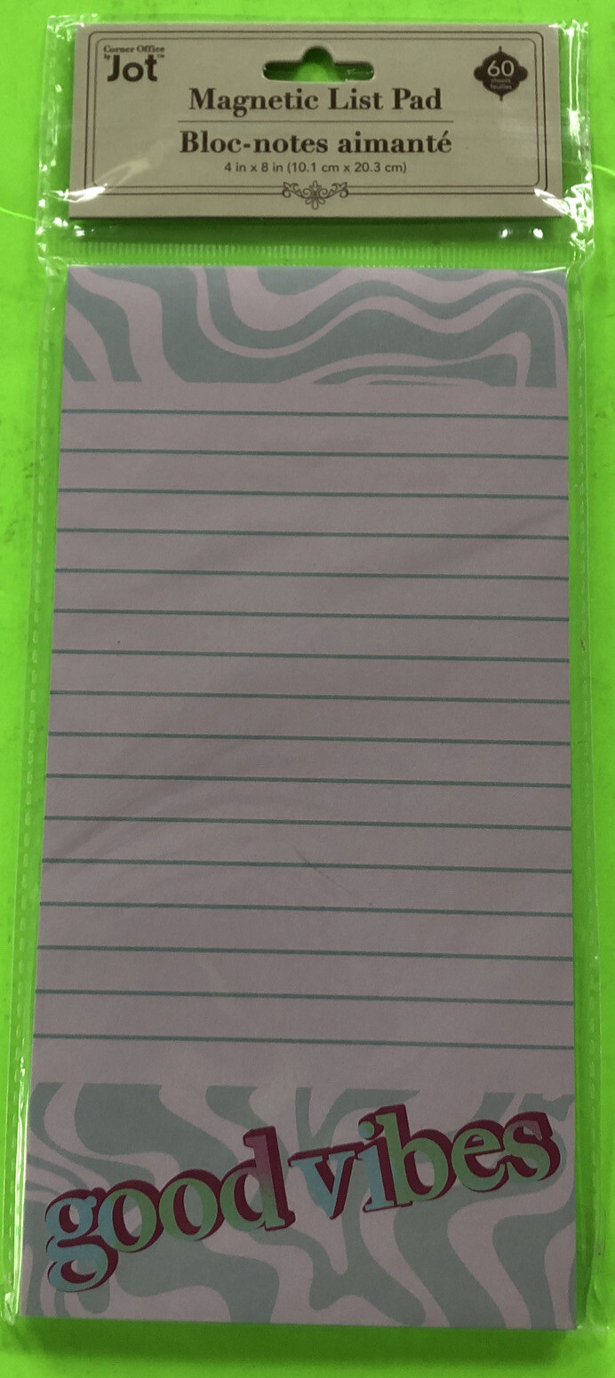 GOOD VIBES Inspirational Magnetic Note Pad Shopping List Fridge