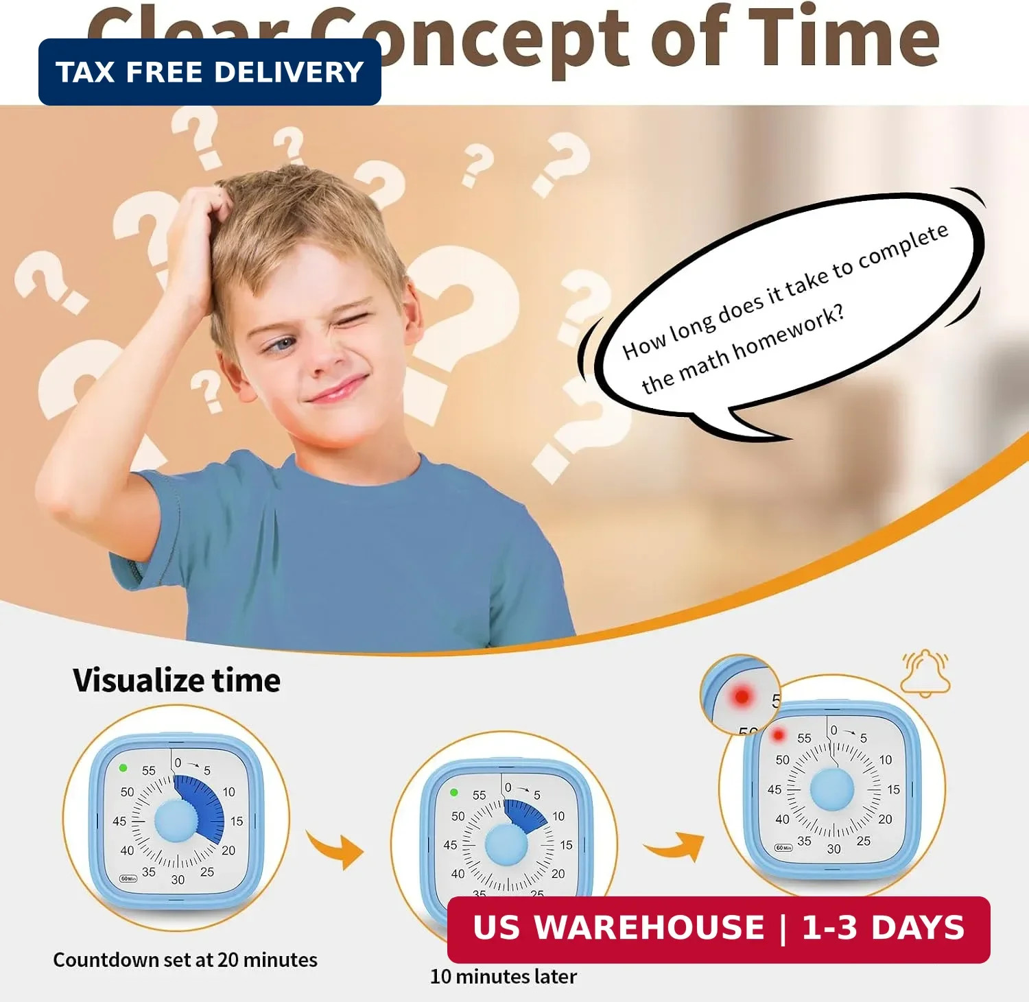 Visual Timer, Pomodoro Timers for Kids Adults, 60-Minute Countdown Desk Timer fo