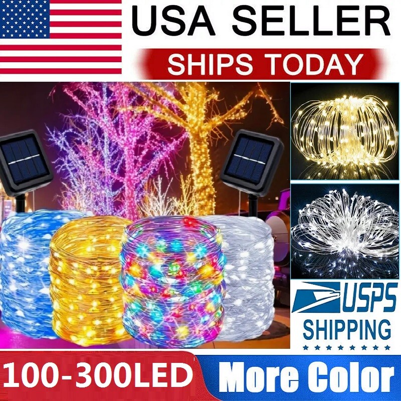 Solar String Lights LED Lights Waterproof Copper Wire Fairy Outdoor Garden Party
