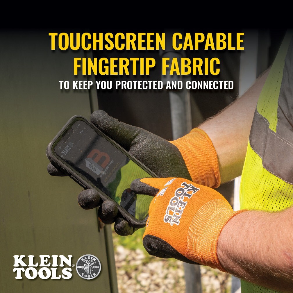 Klein Tools 60582 Knit Dipped Gloves, Cut Level A1, Touchscreen, X-Large, 2-Pair