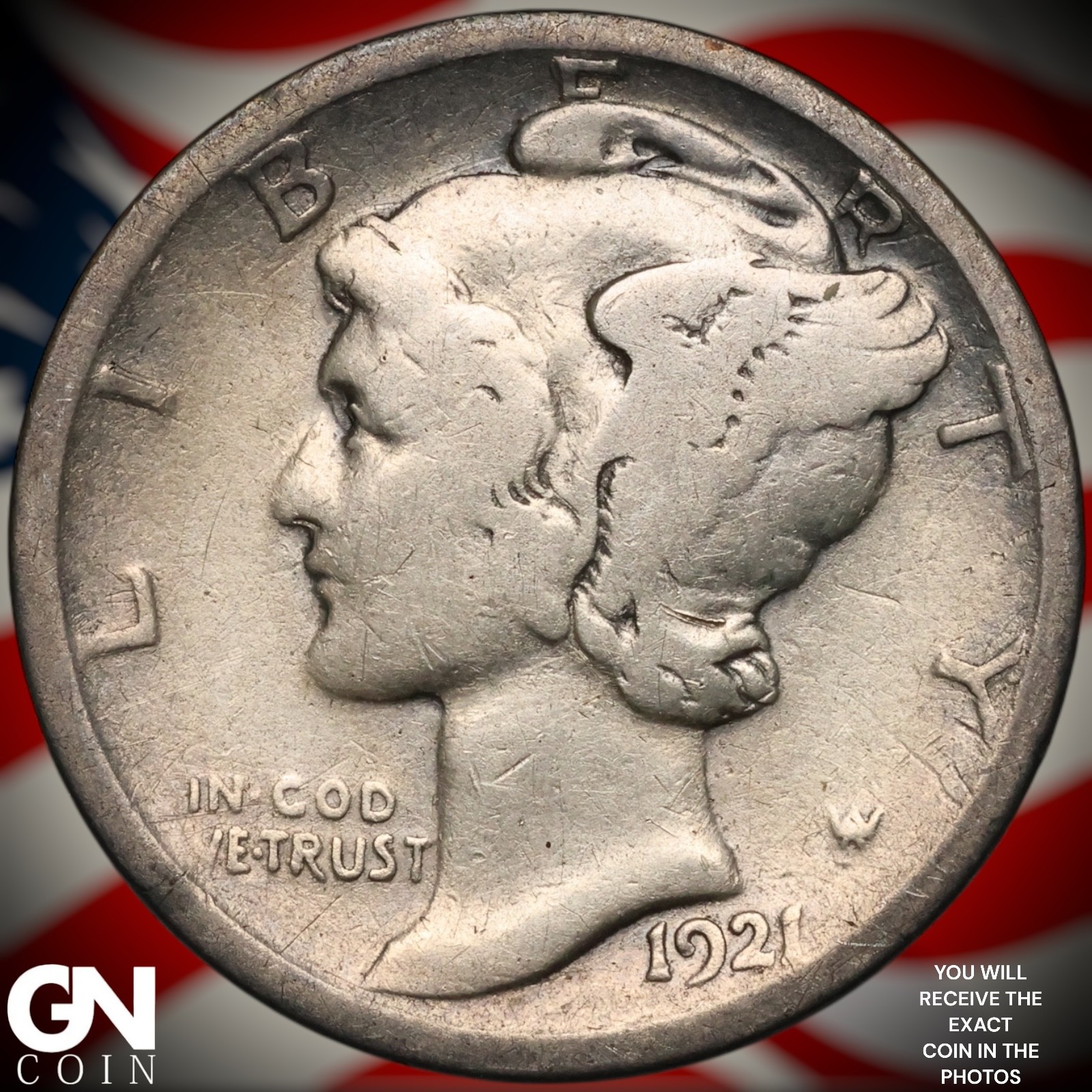 1921 D Mercury Dime A9707