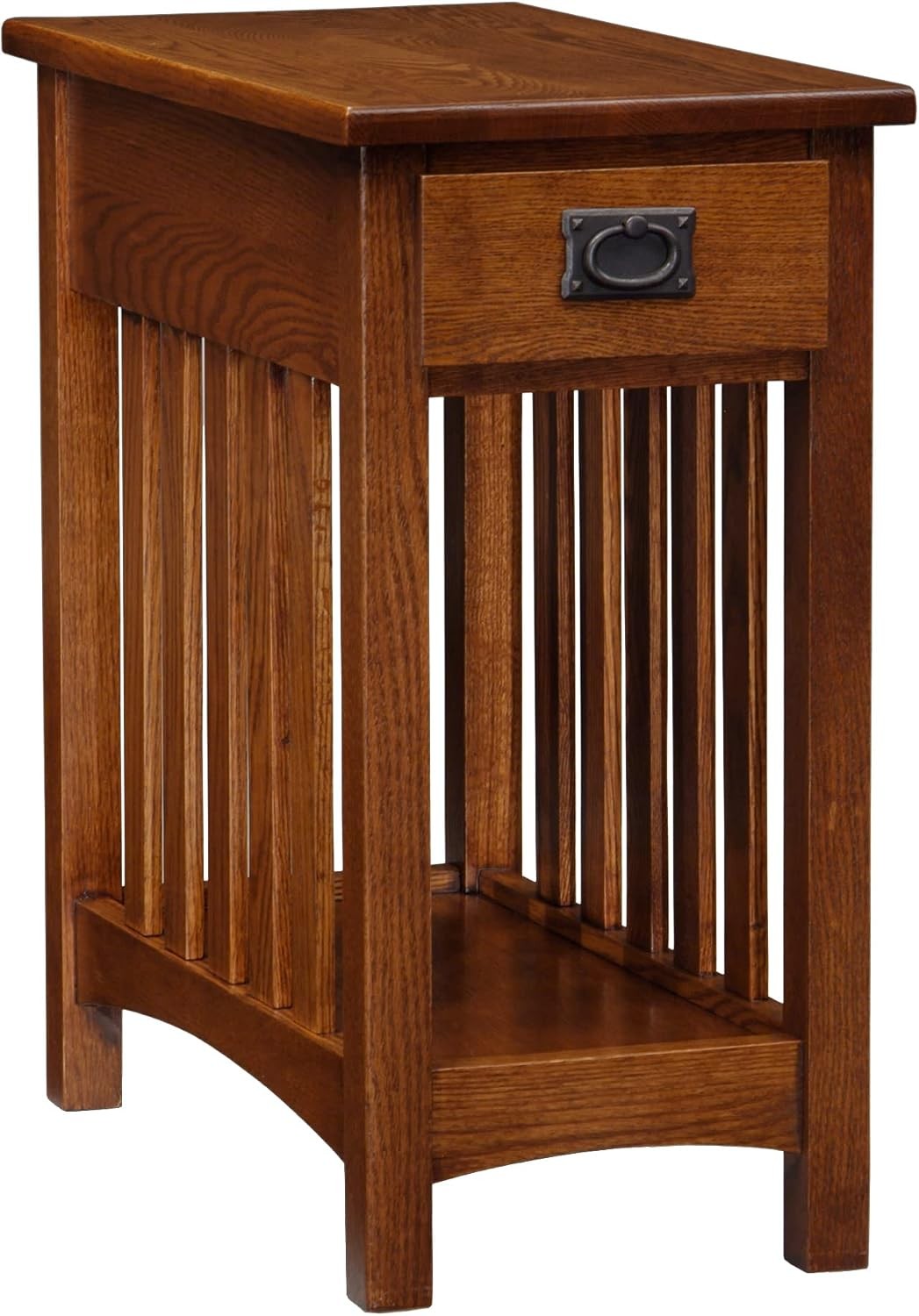 Mission End Table Solid Wood 1 Storage Drawer Bottom Display Shelf Narrow