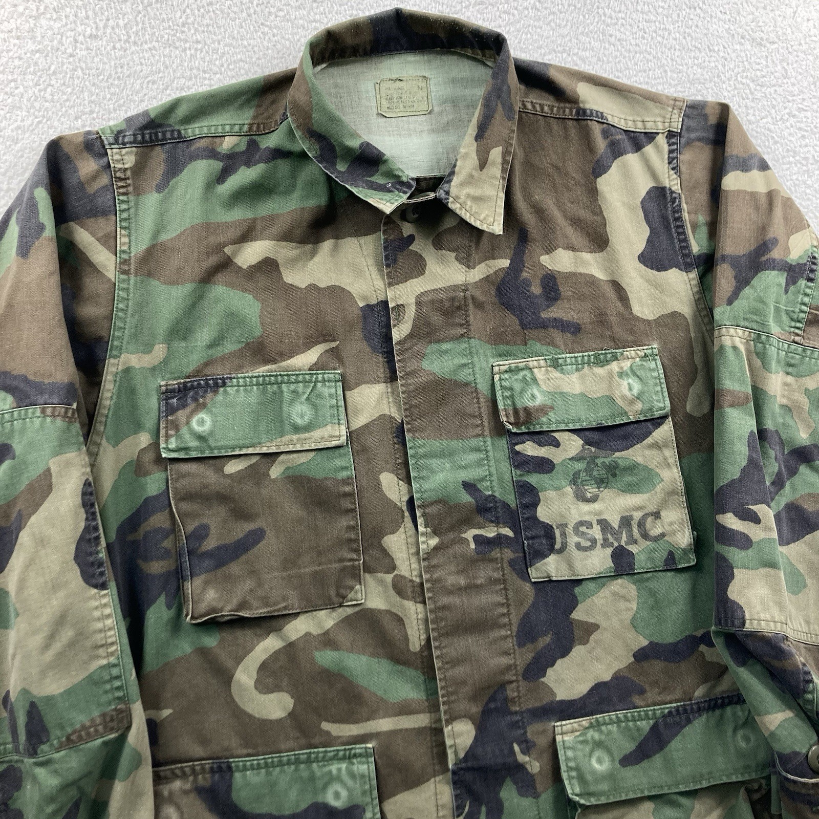 Vintage Coat Combat Woodland Camouflage Men Small Green Camo BDU USMC