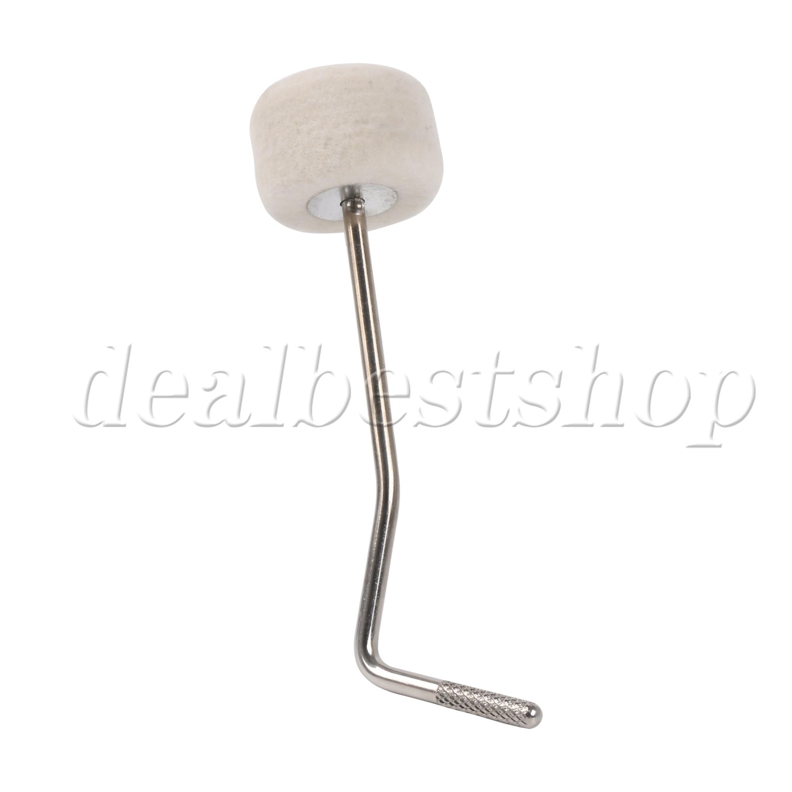 Felt Bass Drum Beater Replacement w/ 0.25" Stainless Steel Bent Shaft