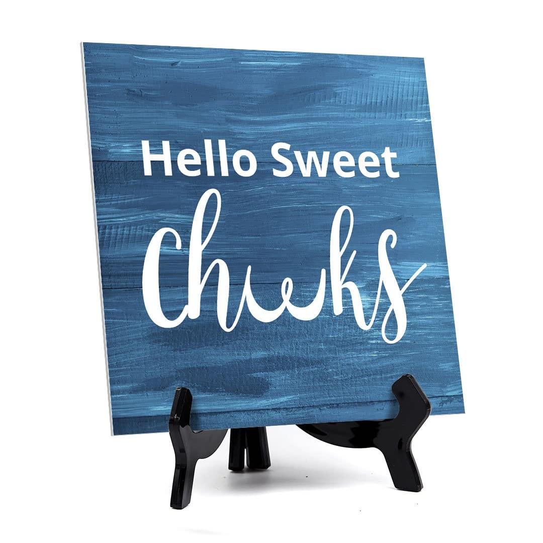 Signs ByLITA Hello Sweet Cheeks, Wood Color, Square Table Sign (5" x 5”)