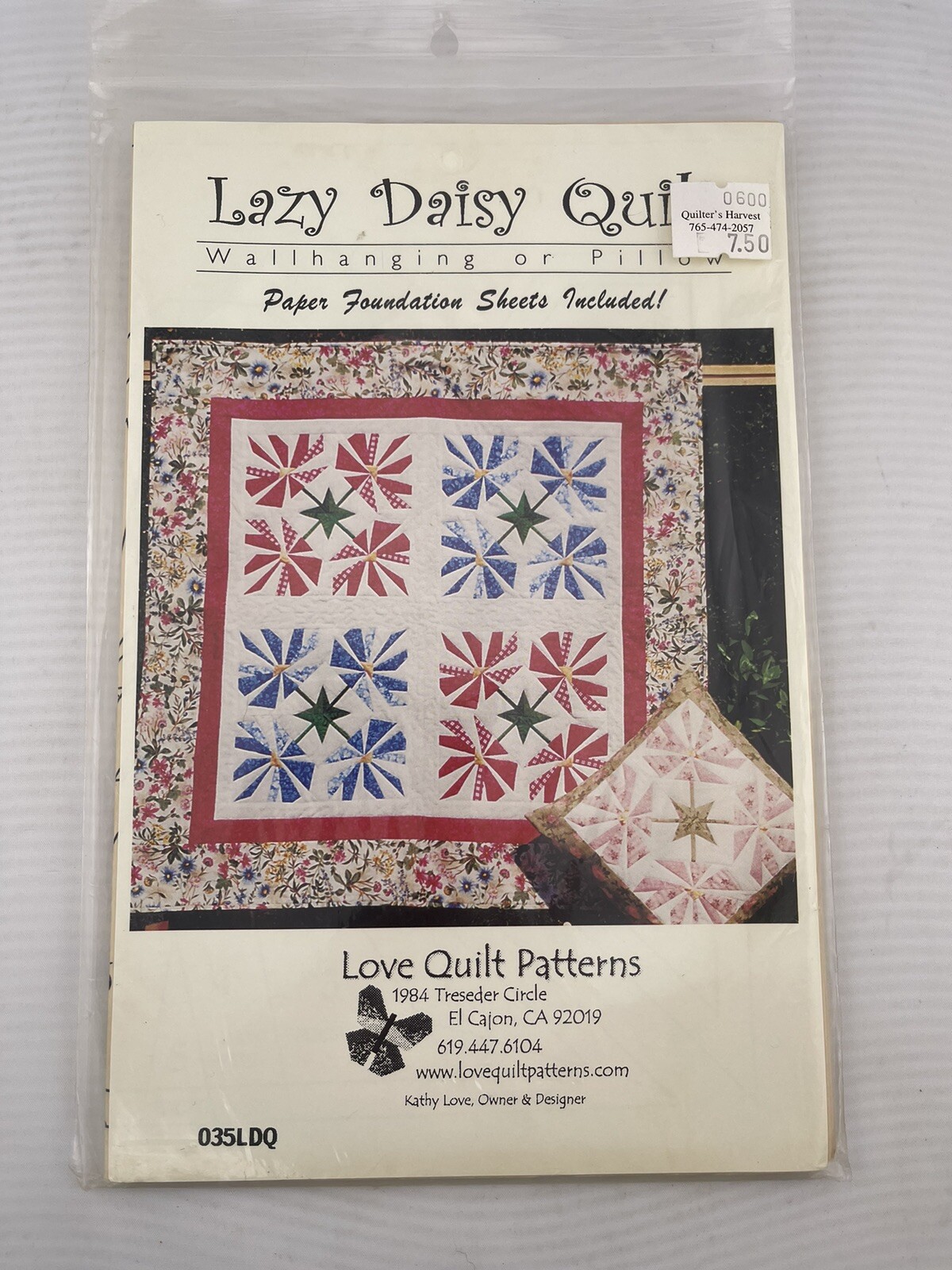 Lazy Daisy Quilt & Wallhanging or Pillow ~ Paper Foundation Sheets Included