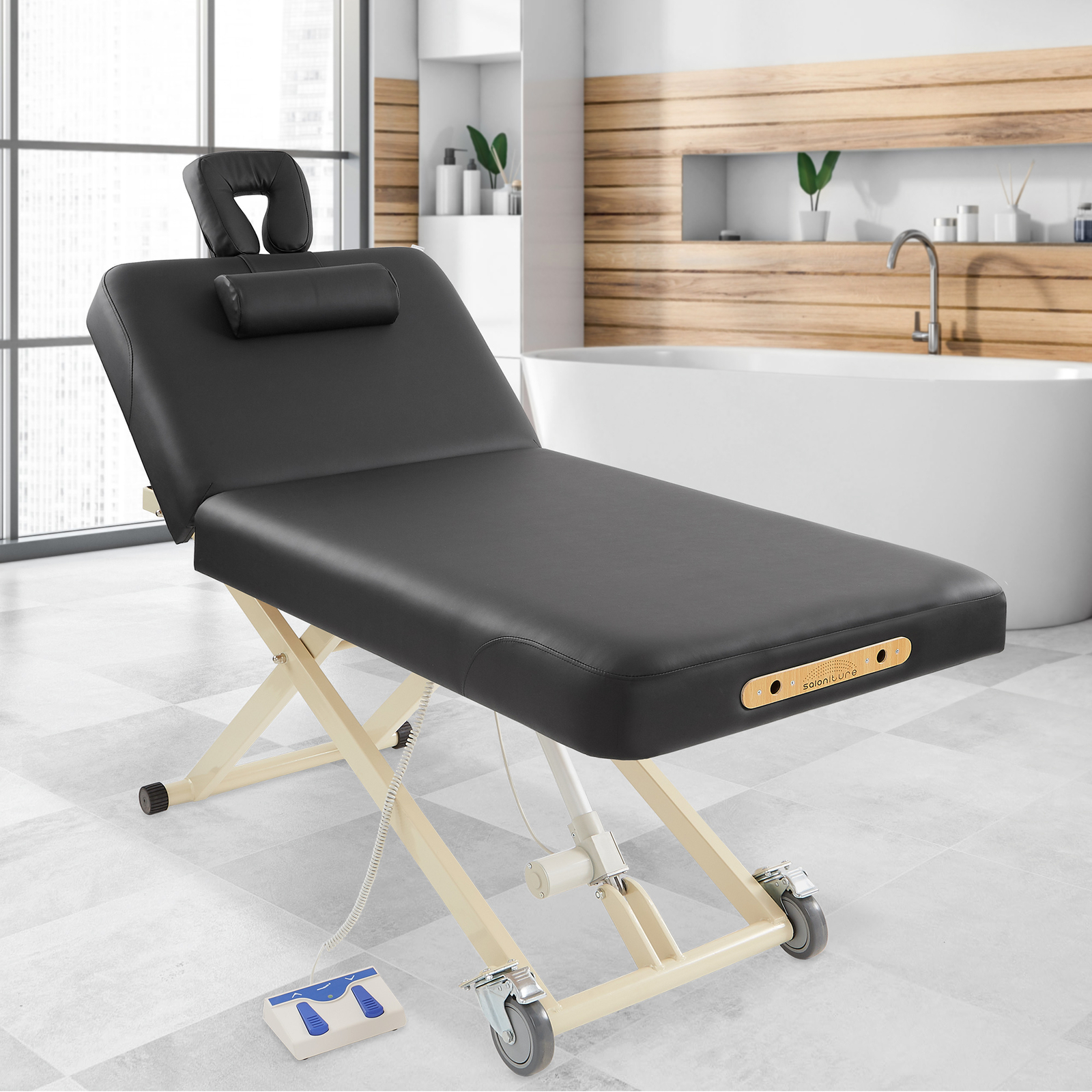 Professional Electric Lift Massage Table Adjustable Back with Accessories