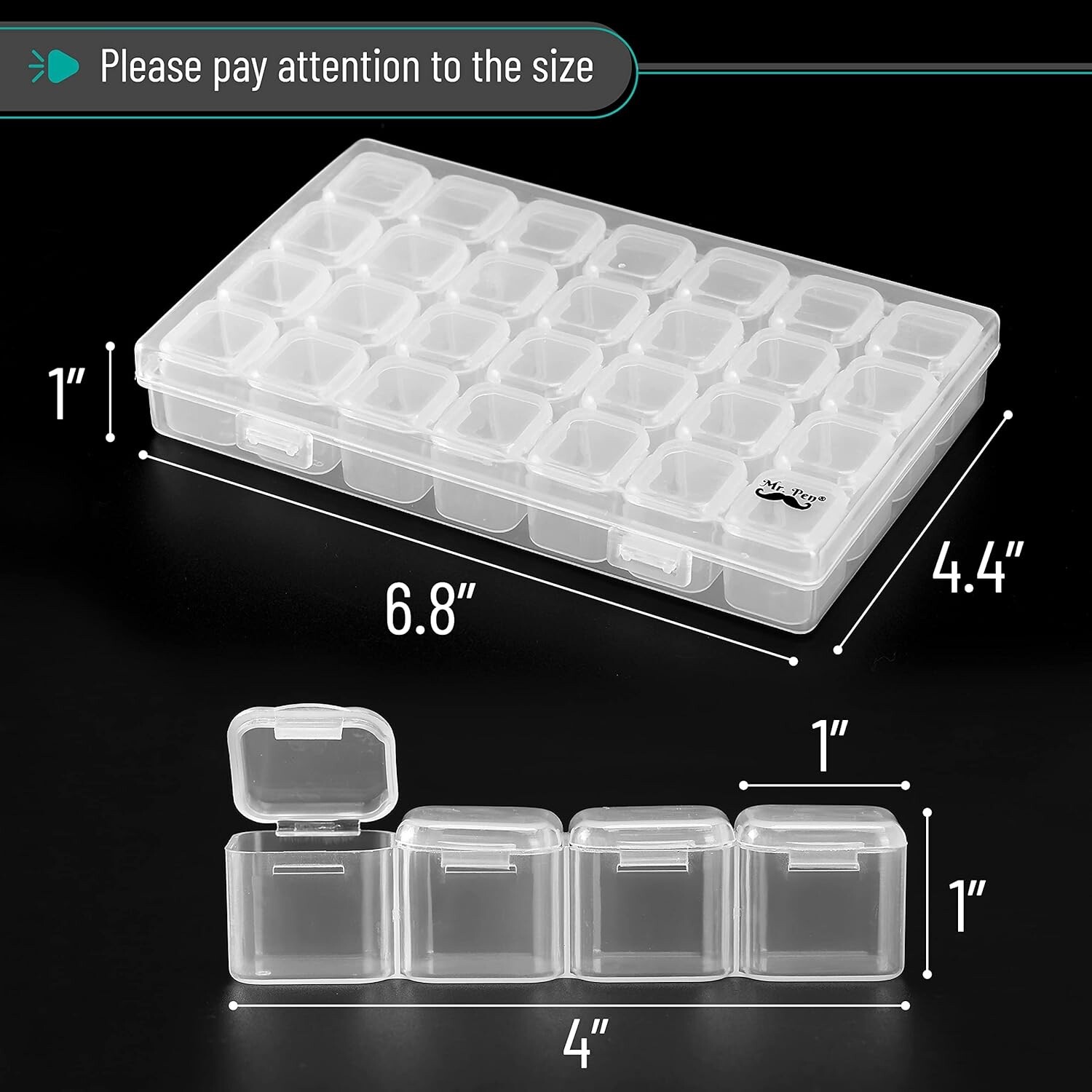 Mr. Pen- Diamond Painting Bead Storage Containers 28 Grids (2 Pack) 160pc Labels