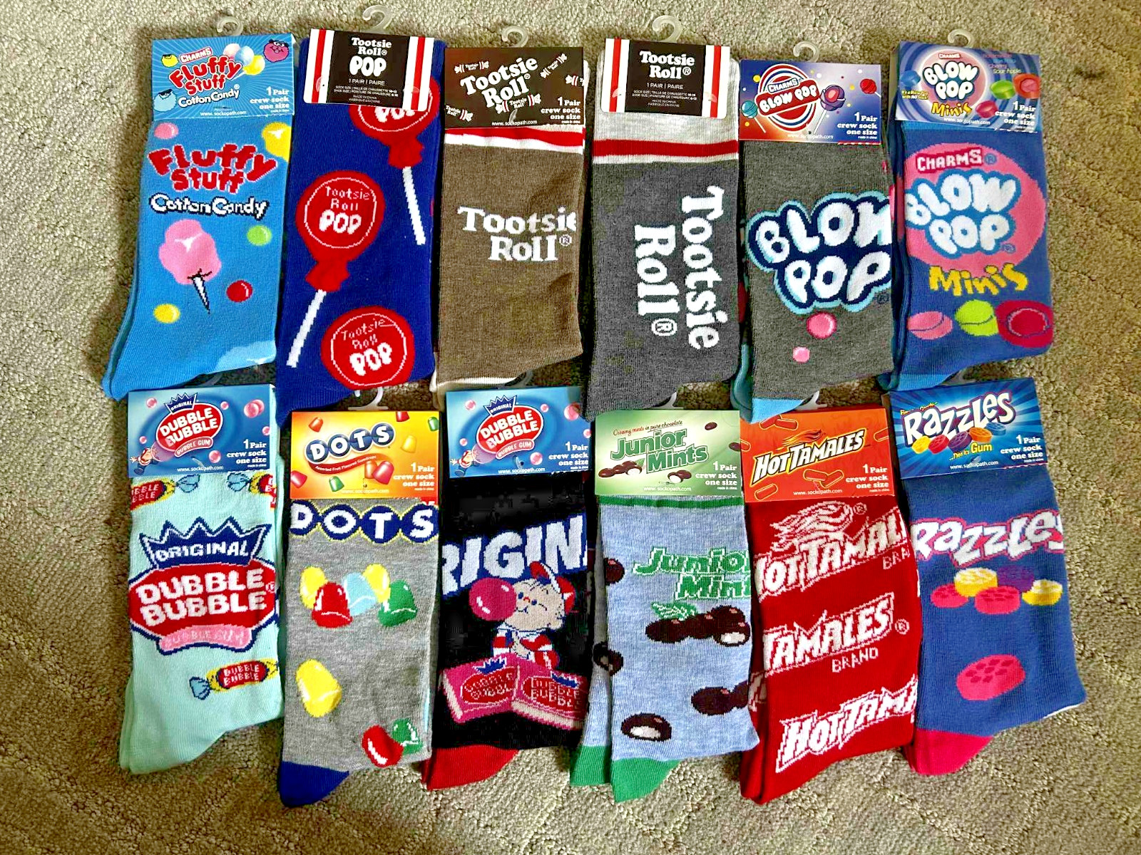 Novelty Crew Crazy Colorful Socks Candy Sweets Hot Tamale Bubble Gum Tootsie Pop