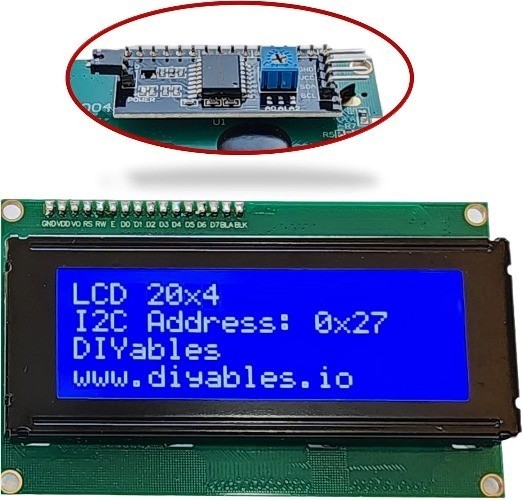LCD 20x4 I2C TWI Display Module Blue Backlight Adjustable Contrast Arduino Uno