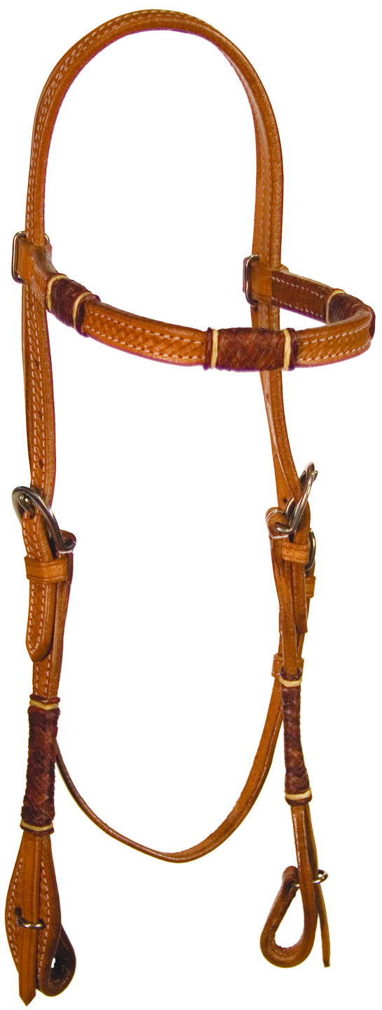 Buffalo Leather Browband Headstall Rawhide Accents Simple Buckles Western Tack