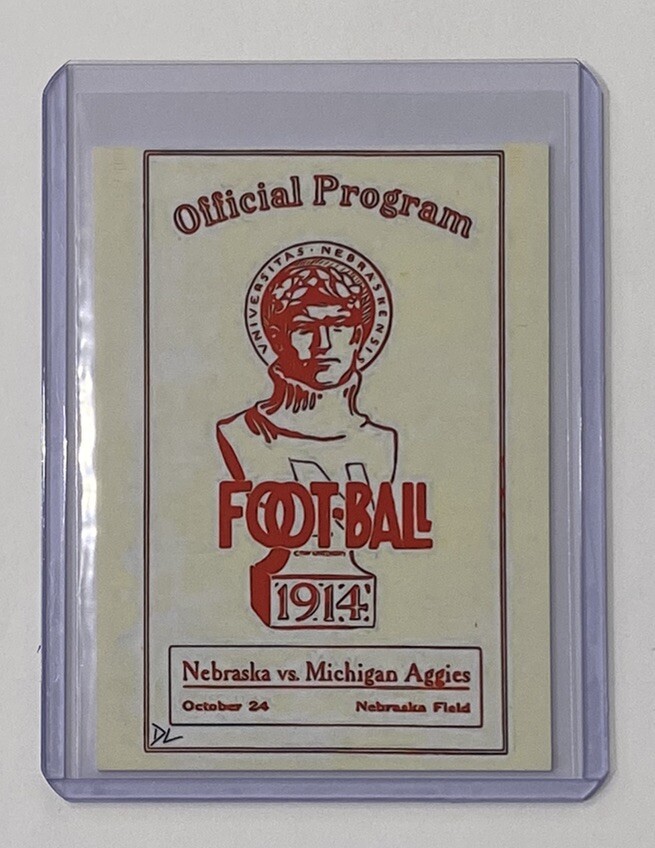 1914 Nebraska Vs. Michigan State Aggies Artist Signed Football Program Card 2/10