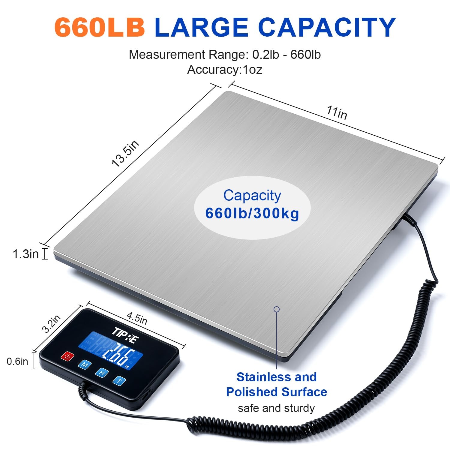 Digital Shipping Postal Scale 660lb/1oz Accuracy! Heavy Duty Postage Scale Extra
