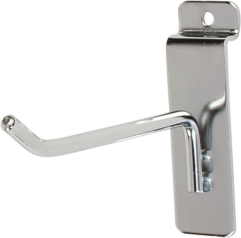 50 Chrome 4" Slatwall Peg Hooks Metal Slat Grid Display 6mm Diameter Tubing