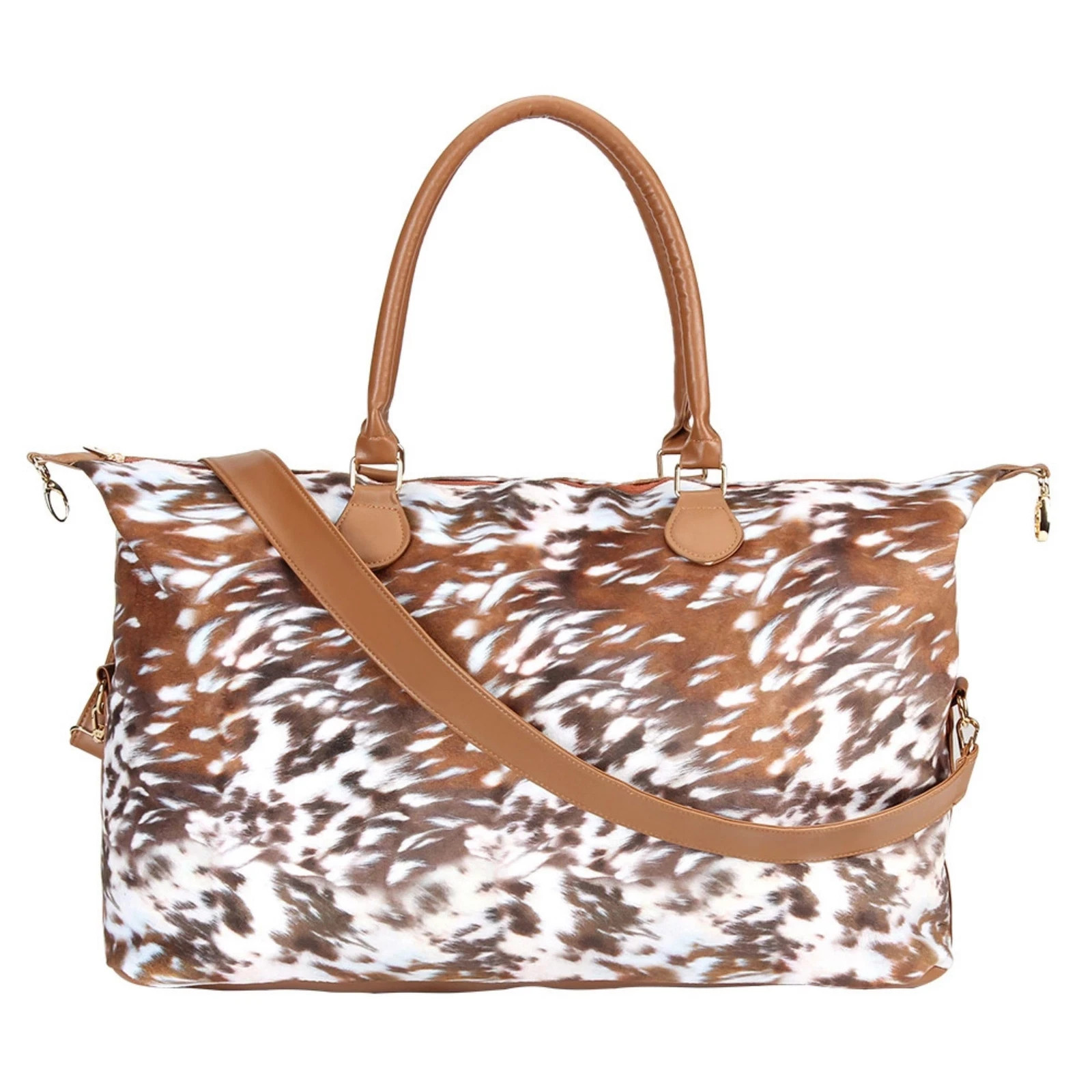 Brindle Cowhide Weekender Bag Brindle Cow Duffle Bag with Shouler Strap Brind...