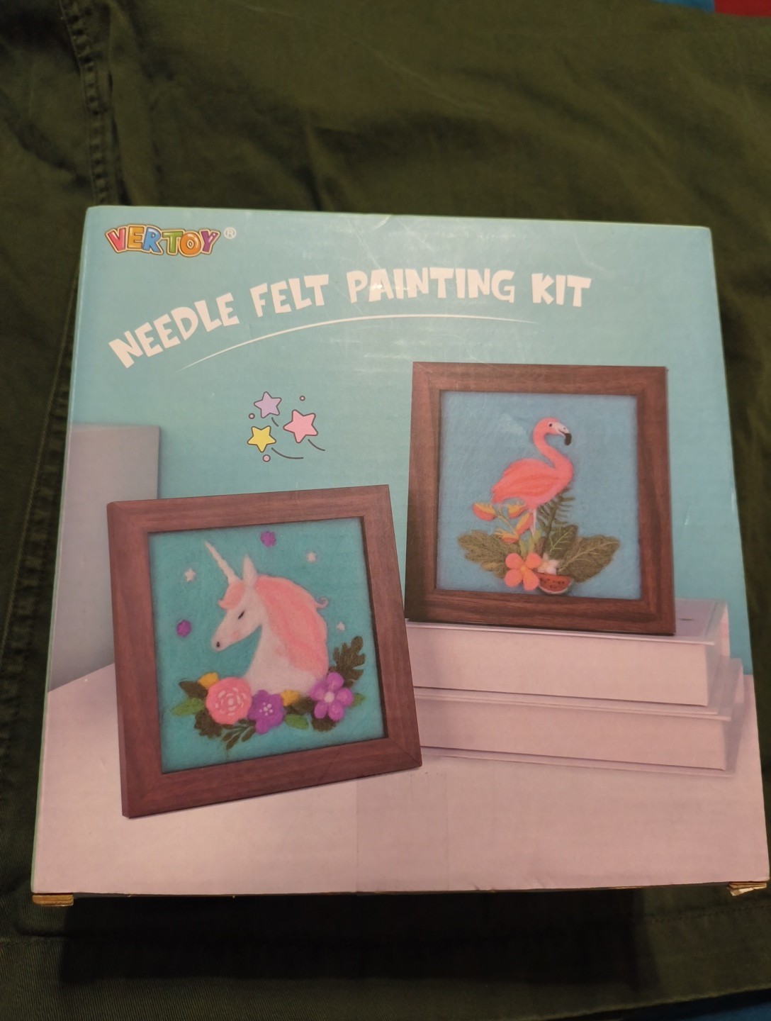 Needle Felting Painting Kit New In Box Arts & Crafts Diy Flamingo Unicorn Decor