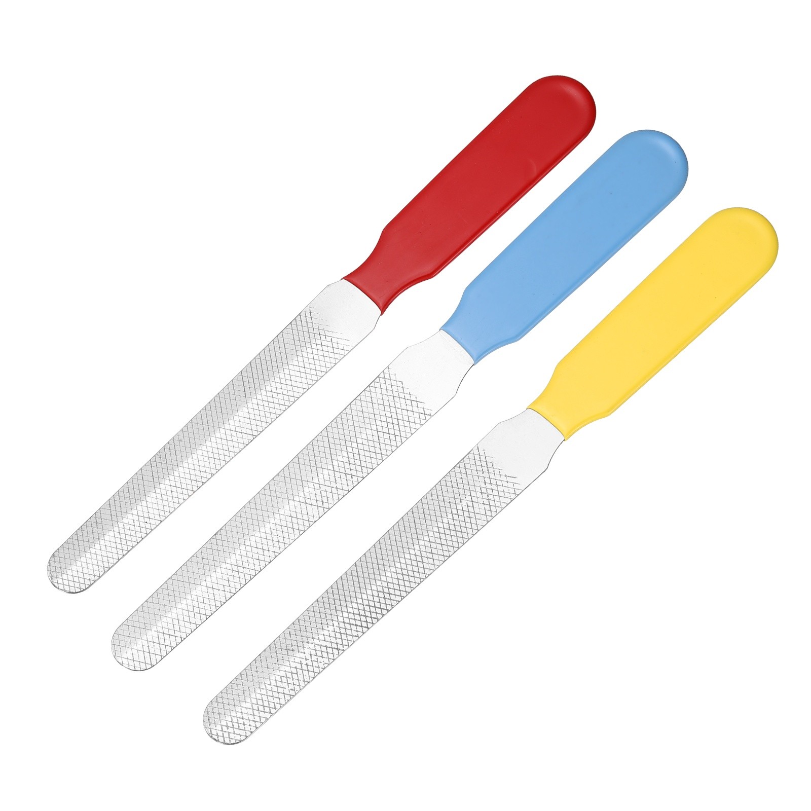 5.5x0.6" Stainless Steel Pet Nail File, (Red/Yellow/Light Blue, 3 Pcs)