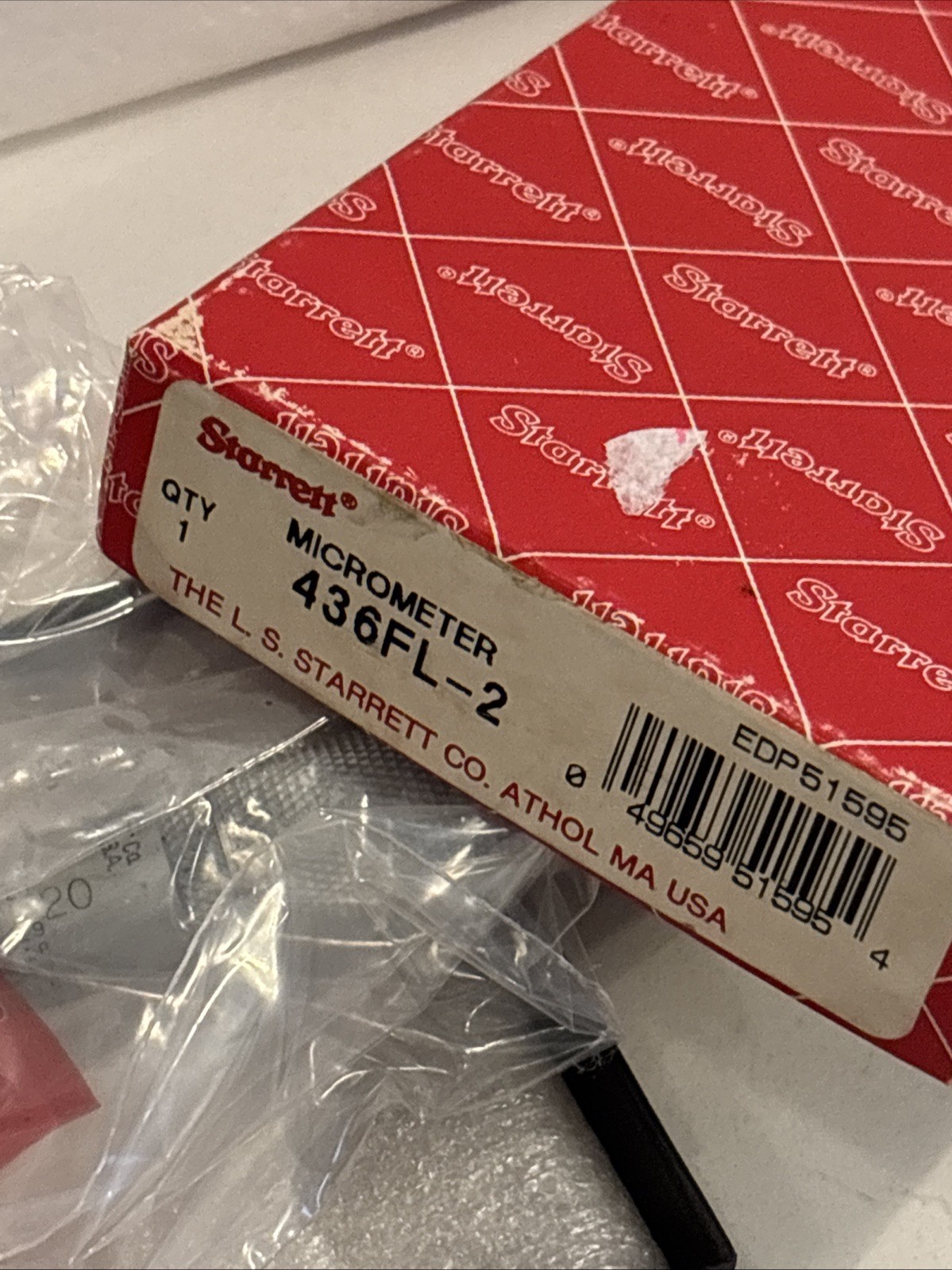 Starrett 436FL-2 Outside Micrometer, 1-2" Range, .001" Graduation