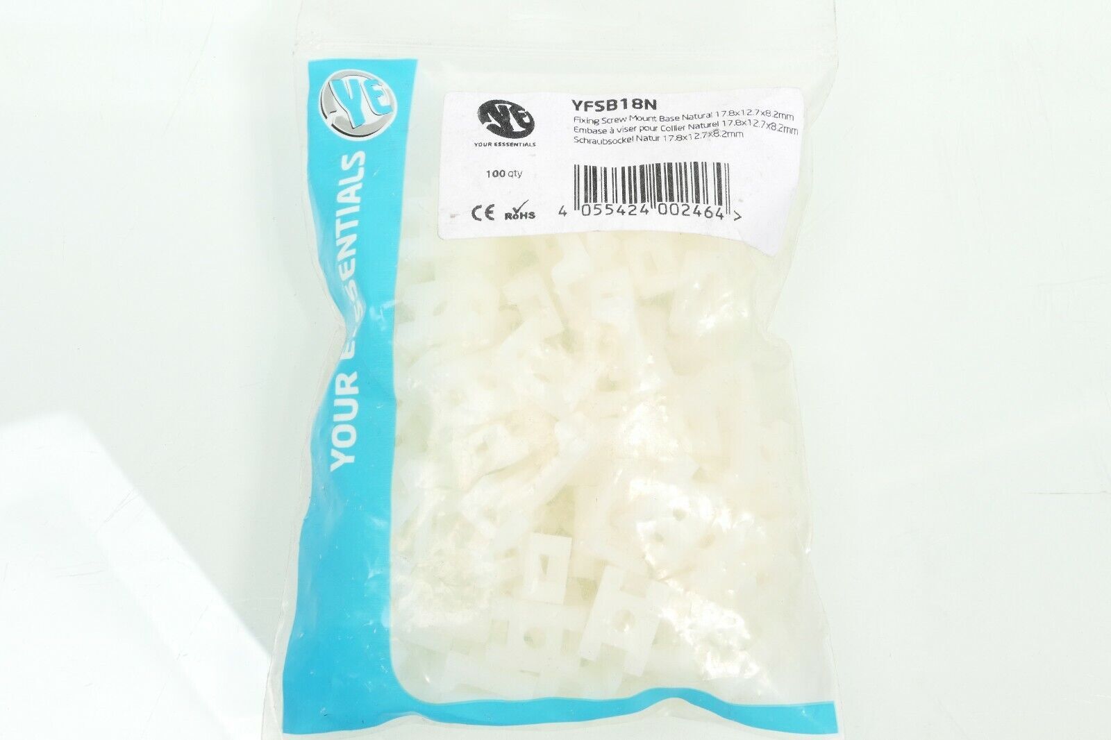 100x Your Essentials Screw Base Natural 17.8x12.7x8.2mm | YFSB18N