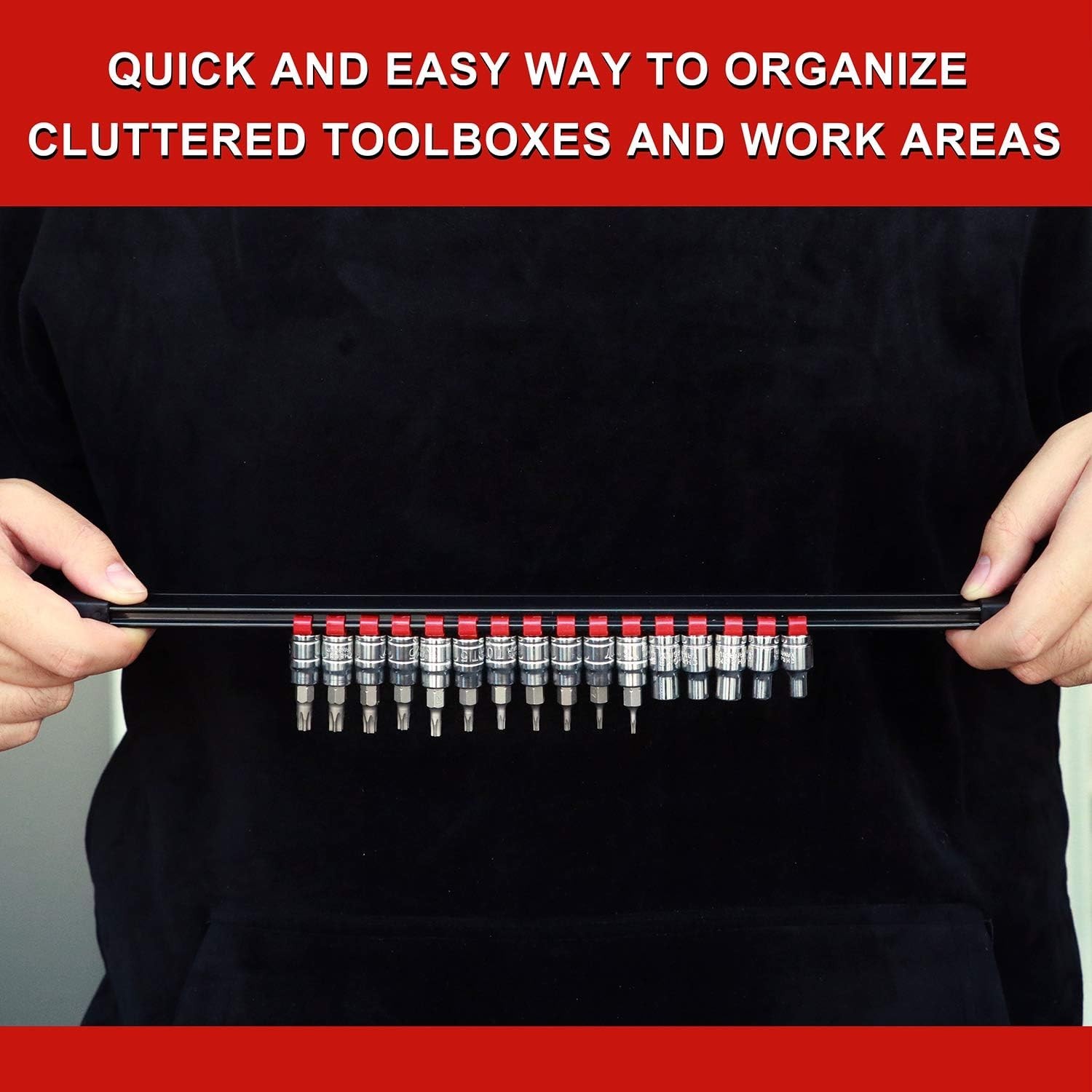 Versatile 6PC Socket Organizer with Removable Clips - Blue & Red Design
