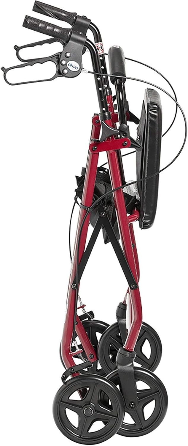 Aluminum Rollator Fold Up & Removable Back Support Padded Seat