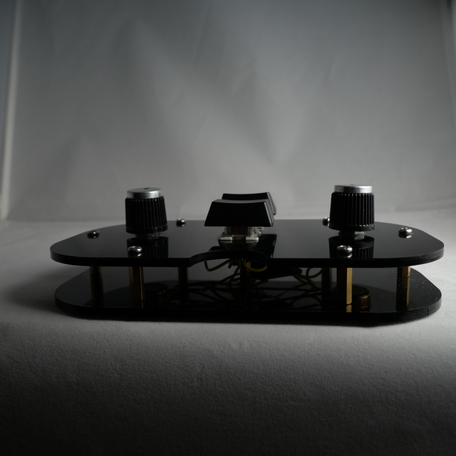 Black Acrylic Midi Controller with 2 Note Buttons and 2 Potentiometer Knobs