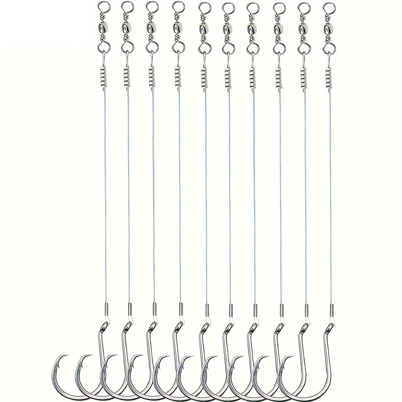20 Pack Heavy Duty Circle Hook with Leader Wire Bass Catfish Fishing Lure Rig