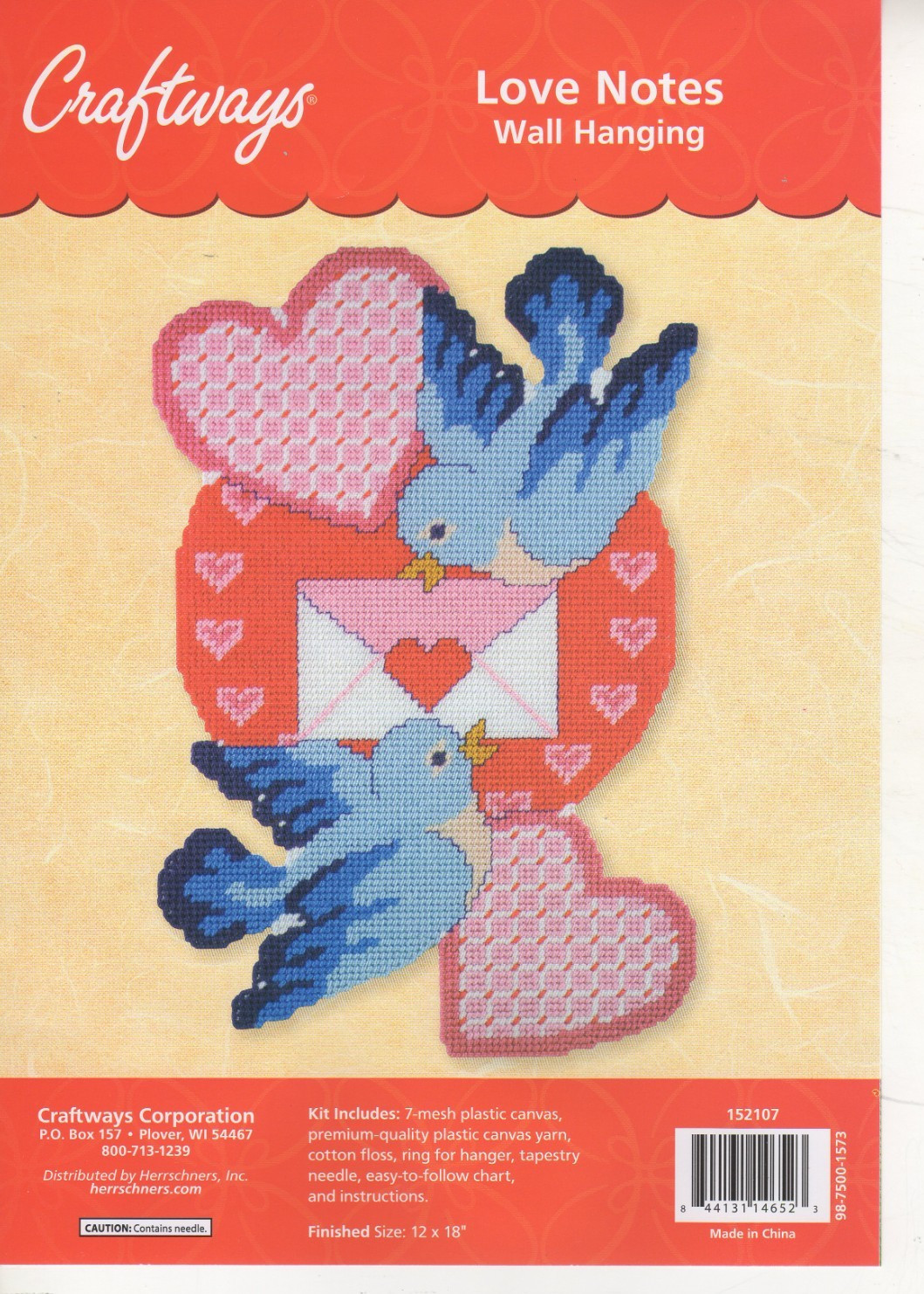 LOVE NOTES  WALL HANGING 7ct  plastic canvas PATTERN  (#TF0388)