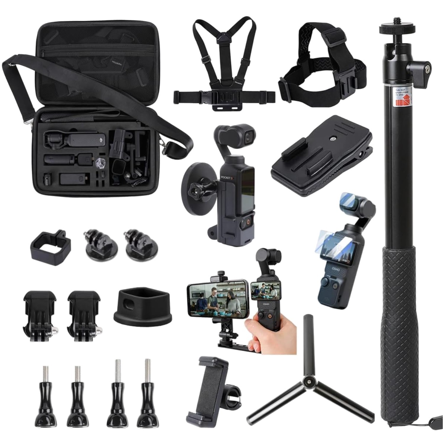 OSMO Pocket 3 Bundle - Tripod, Chest Mount, Screen Protector]]