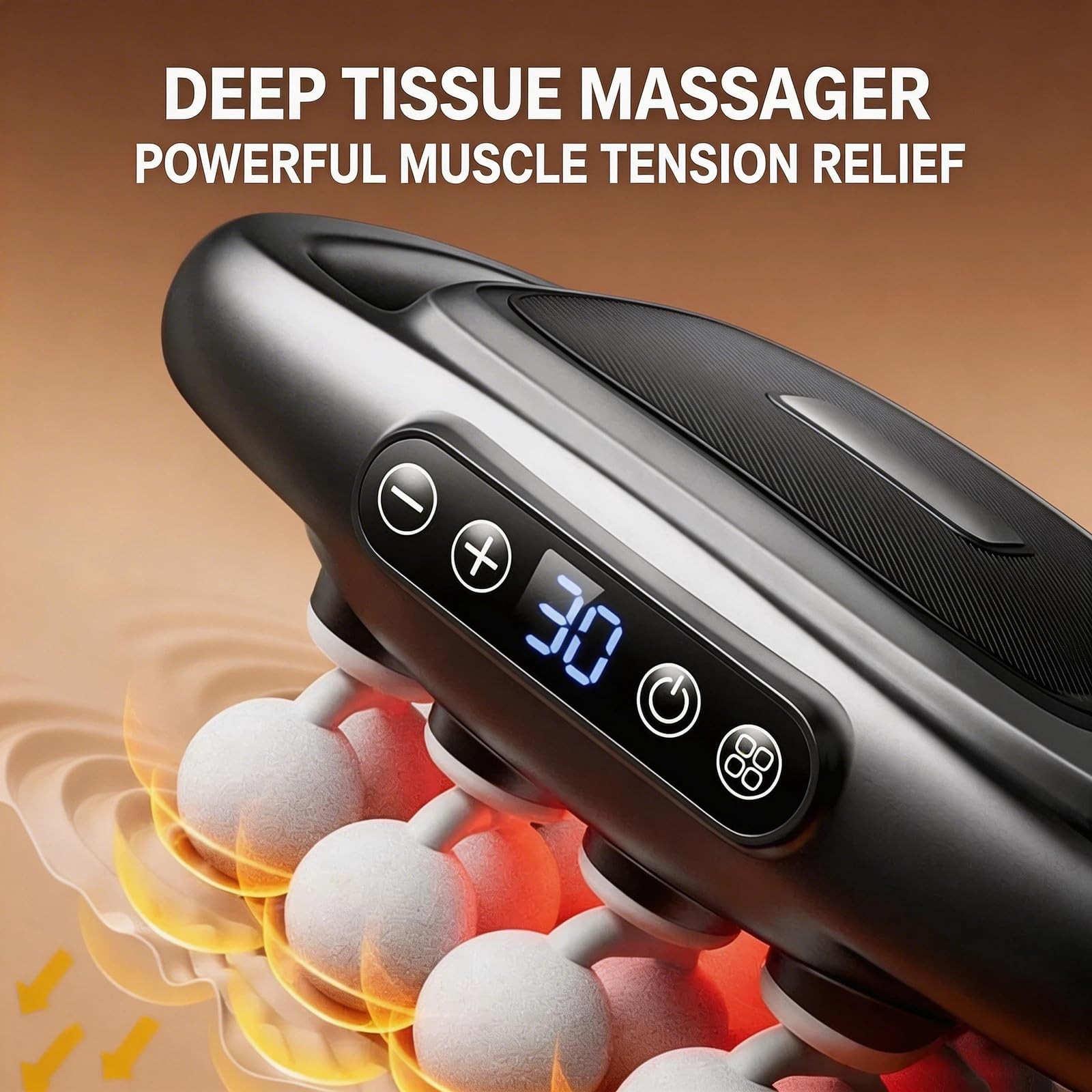 JHKELLDYY 16 Head Massage Gun Deep Tissue Percussion Massager 13.78'', Black