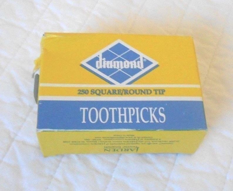 2 Box Diamond Square/Round Tip Wooden Toothpicks 250 New Sealed Birch Wood
