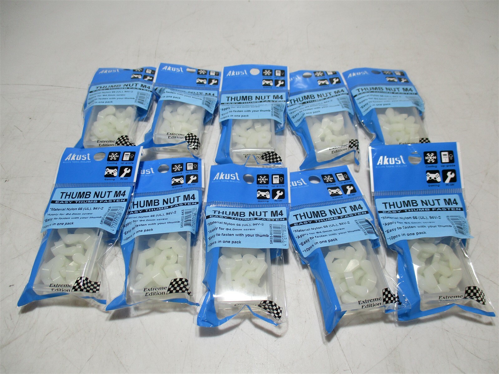 Akust (SK03-0032-AKS) White Rustless Nylon Thumb Fan Mount Nut M4 - Lot of 100