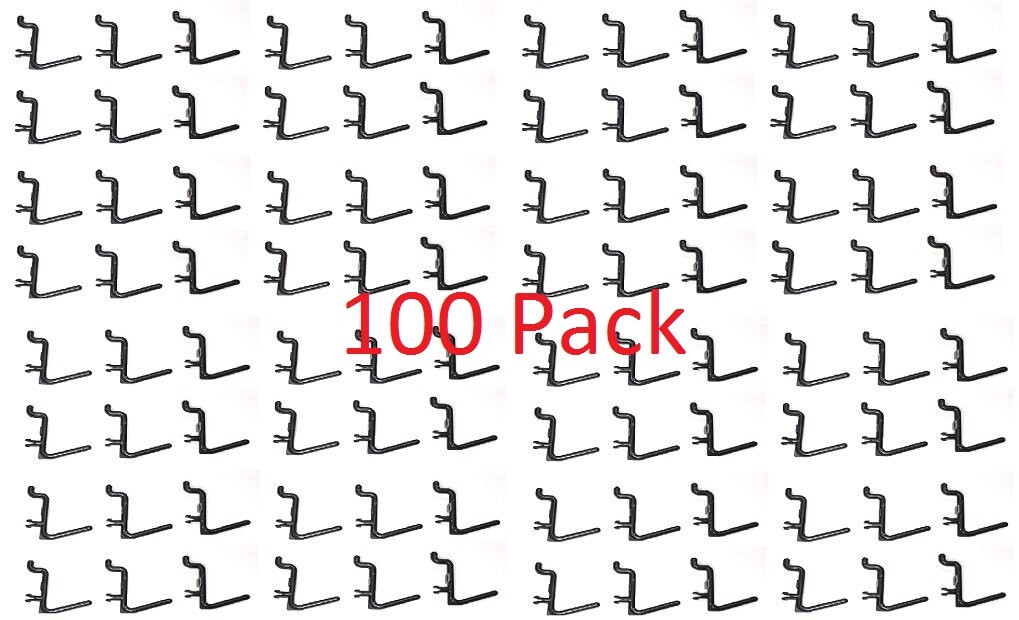 Plastic Black L Style Pegboard Hook Kit - 100 Pack - PEGBOARD NOT INCLUDED