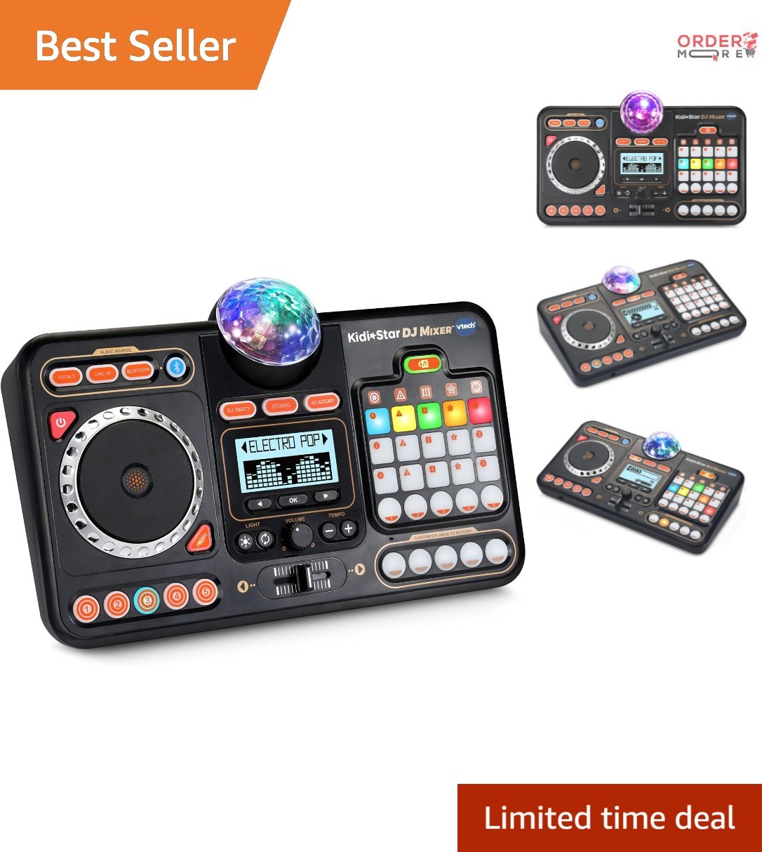 Kids DJ Mixer Turntable with Bluetooth Light Effects and 2000+ Sound Mixes