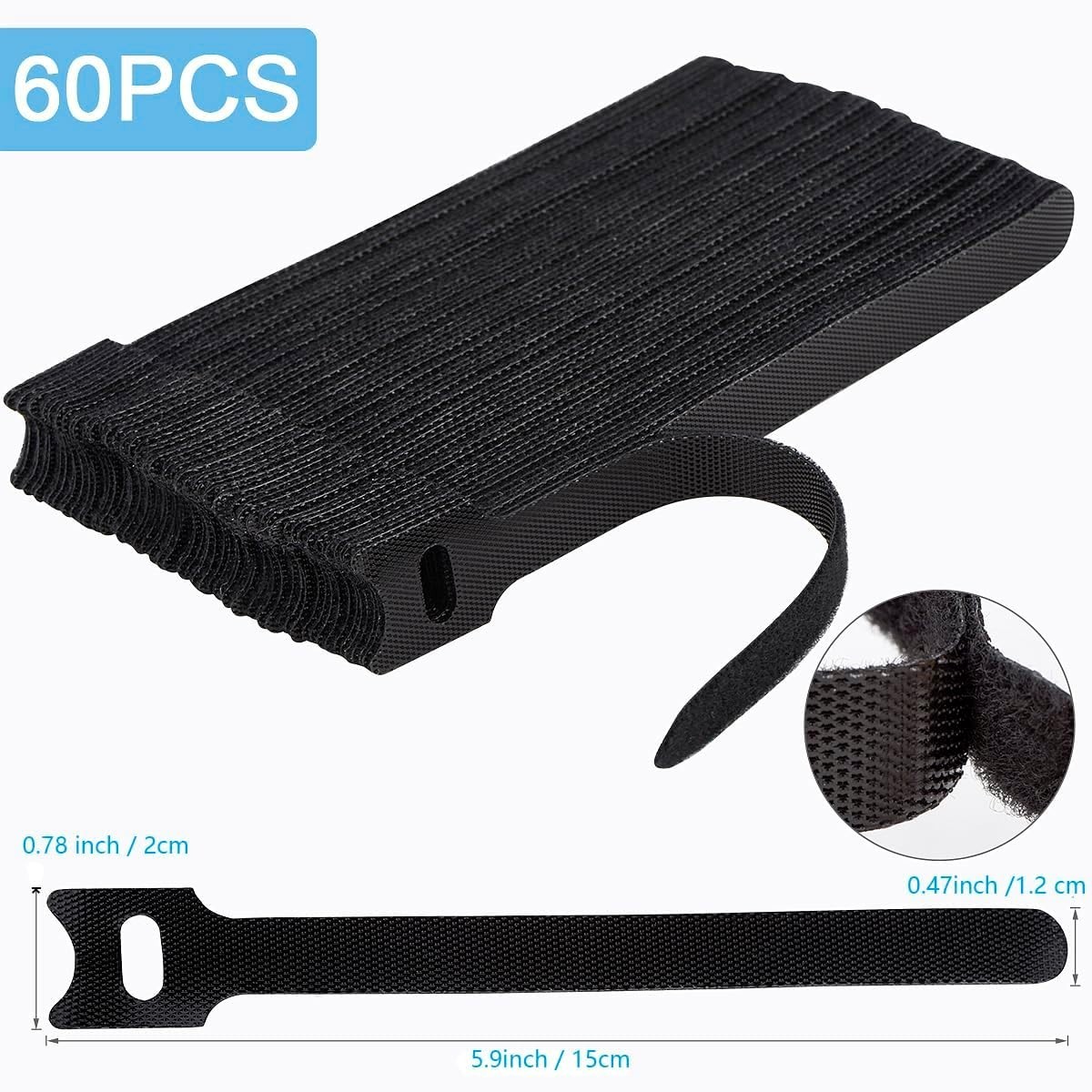 60 PCS 6 Inches Reusable Cable Ties, Adjustable Cord Straps Wire Organizer Co...