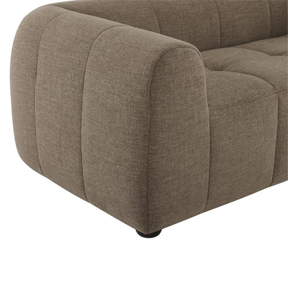Maklaine Contemporary Dense Foam Padding Upholstered Fabric Sofa in Mocha