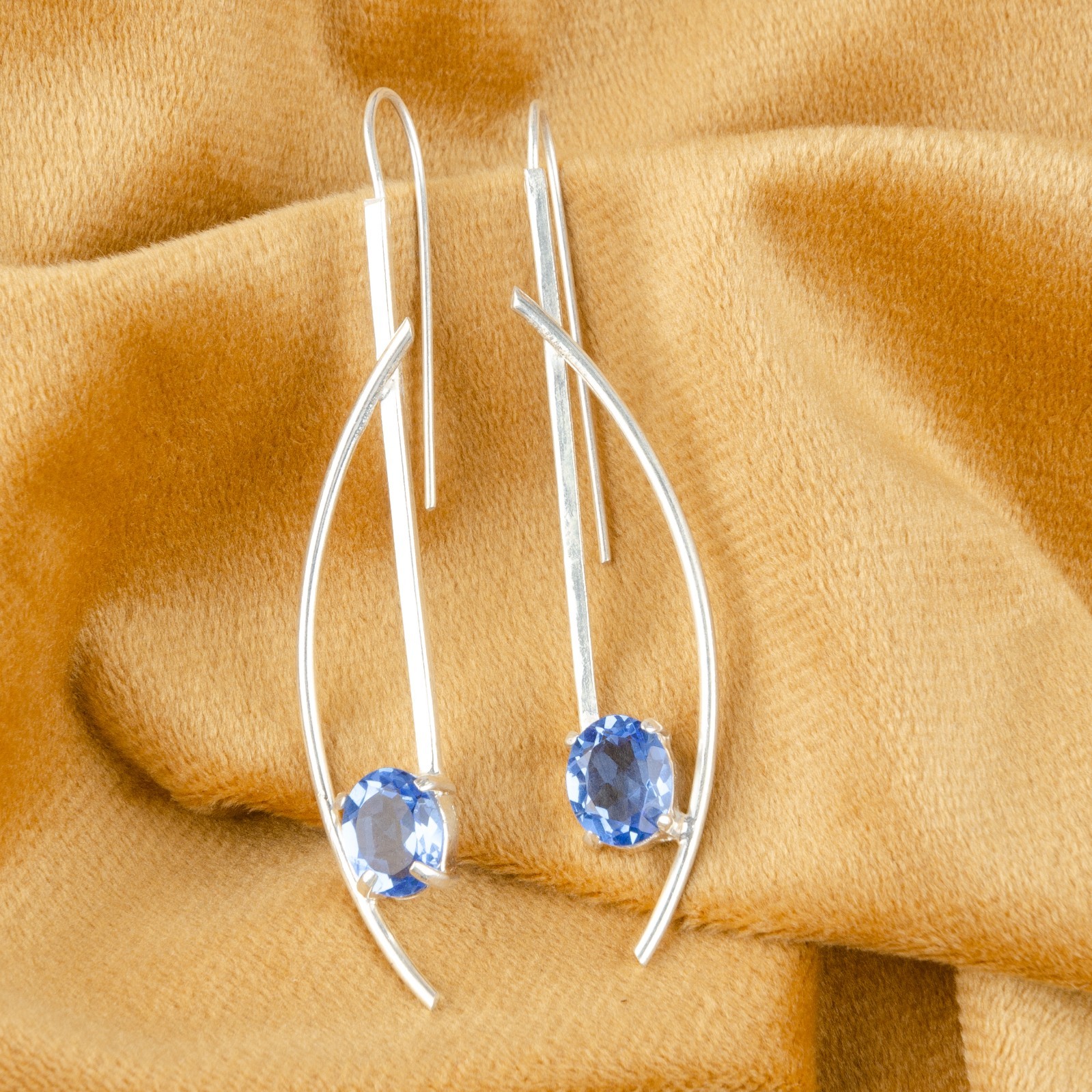 Natural Tanzanite Gemstone Blue Earrings 925 Sterling Silver Handmade Jewelry AU