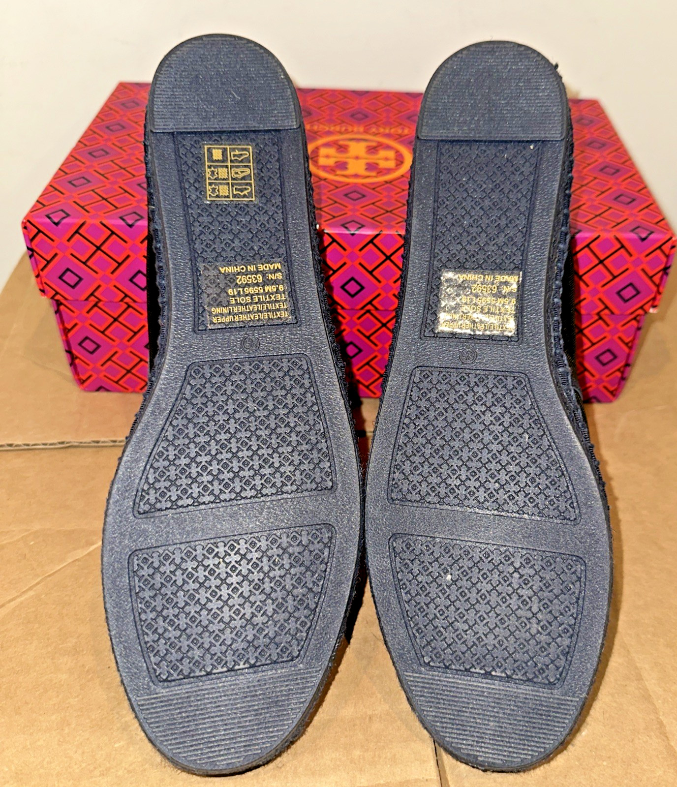 Tory Burch Women Size 9.5M Ines Mesh Espadrille Loafers Malachite Navy
