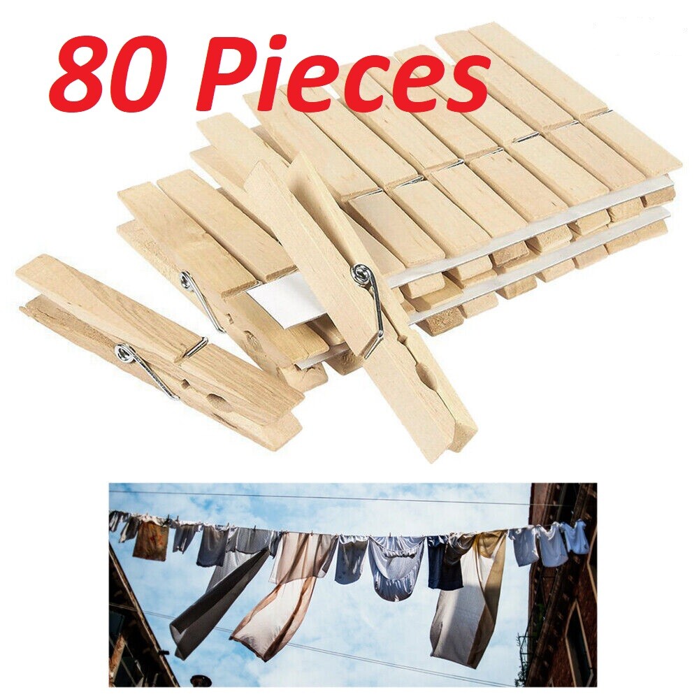 80 PCS Wood Clothespins Large Heavy Duty Clothes Pins Crafts