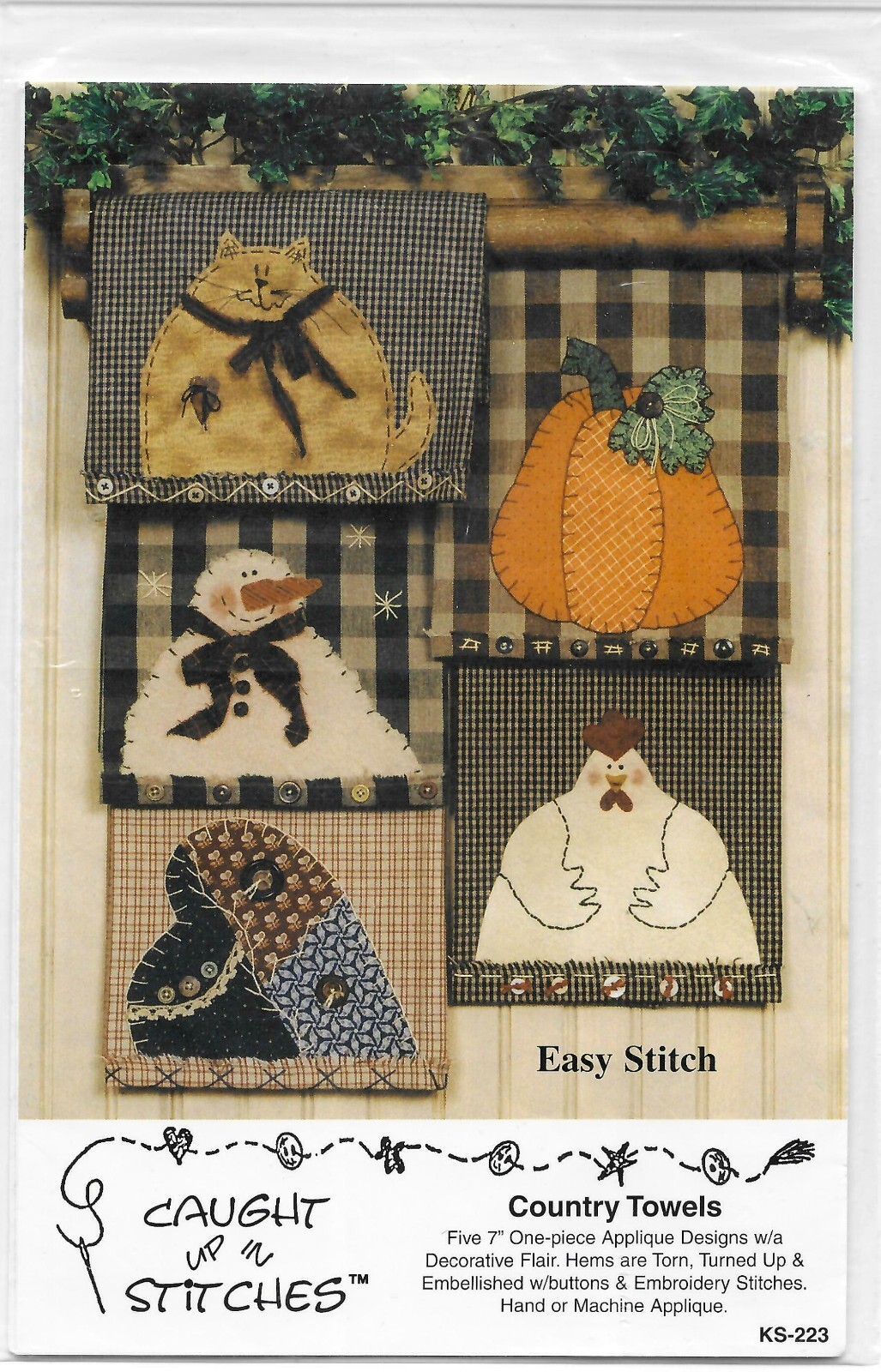 Caught Up In Stitches Sewing Pattern Applique Country Towels 2000