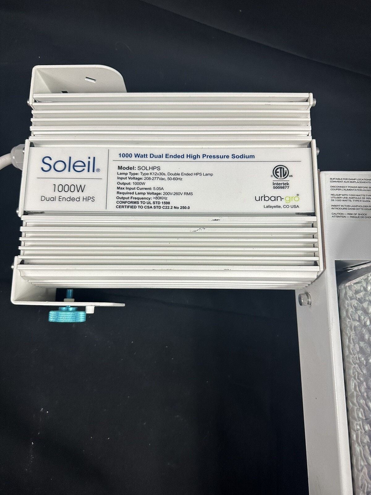 soleil 1000w dual ended high pressure sodium light Model SOLHPS