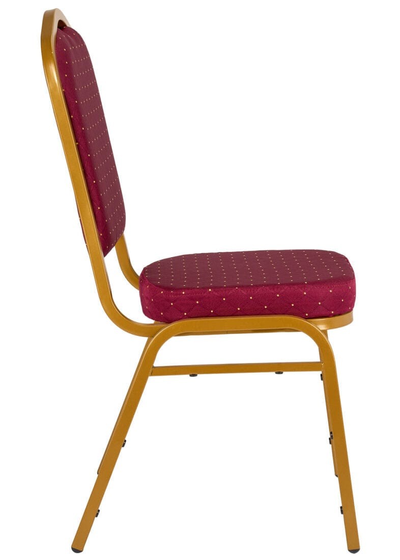 Red Fabric with Gold Dots on Gold Frame Crown Banquet Chair by Chivari