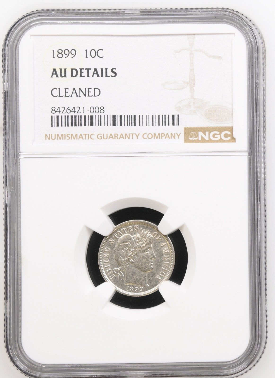 1899 Barber Dime, AU Details NGC (17917)
