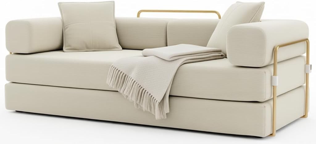 Sofá Cama Convertible Convertible Sleeper Sofa Bed Folding Futon Pull Out Beige