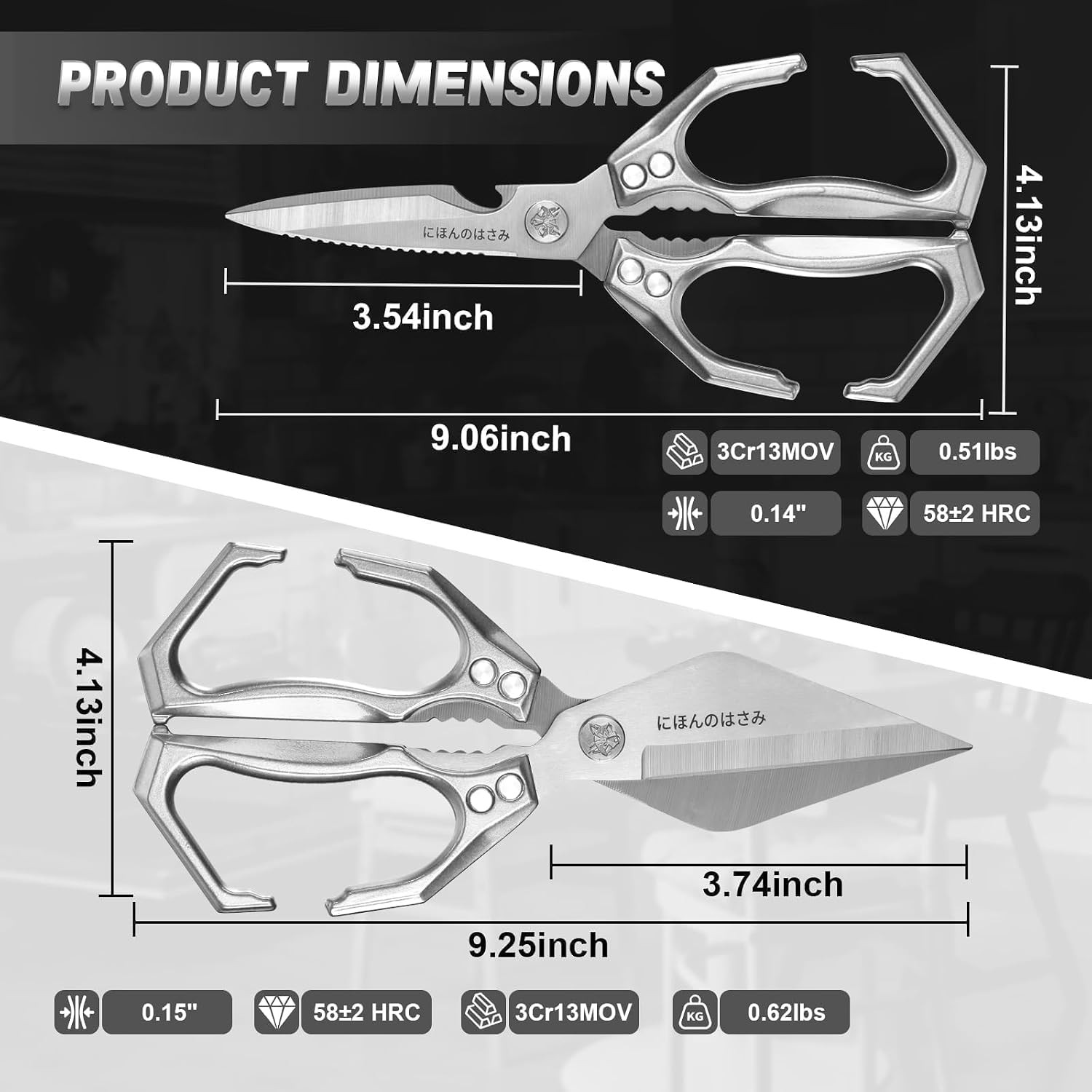 Kitchen Scissors Set for Food with Sharp Bone-Cutting Blades | Multi-Use Poultry
