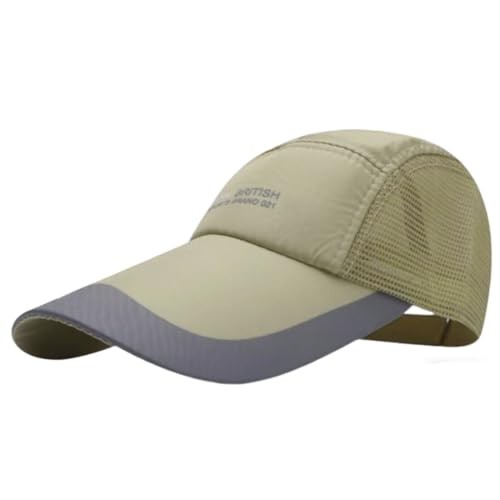 Extra Long Bill Mesh Side Baseball Cap for Men Women 4.3" One Size Khaki