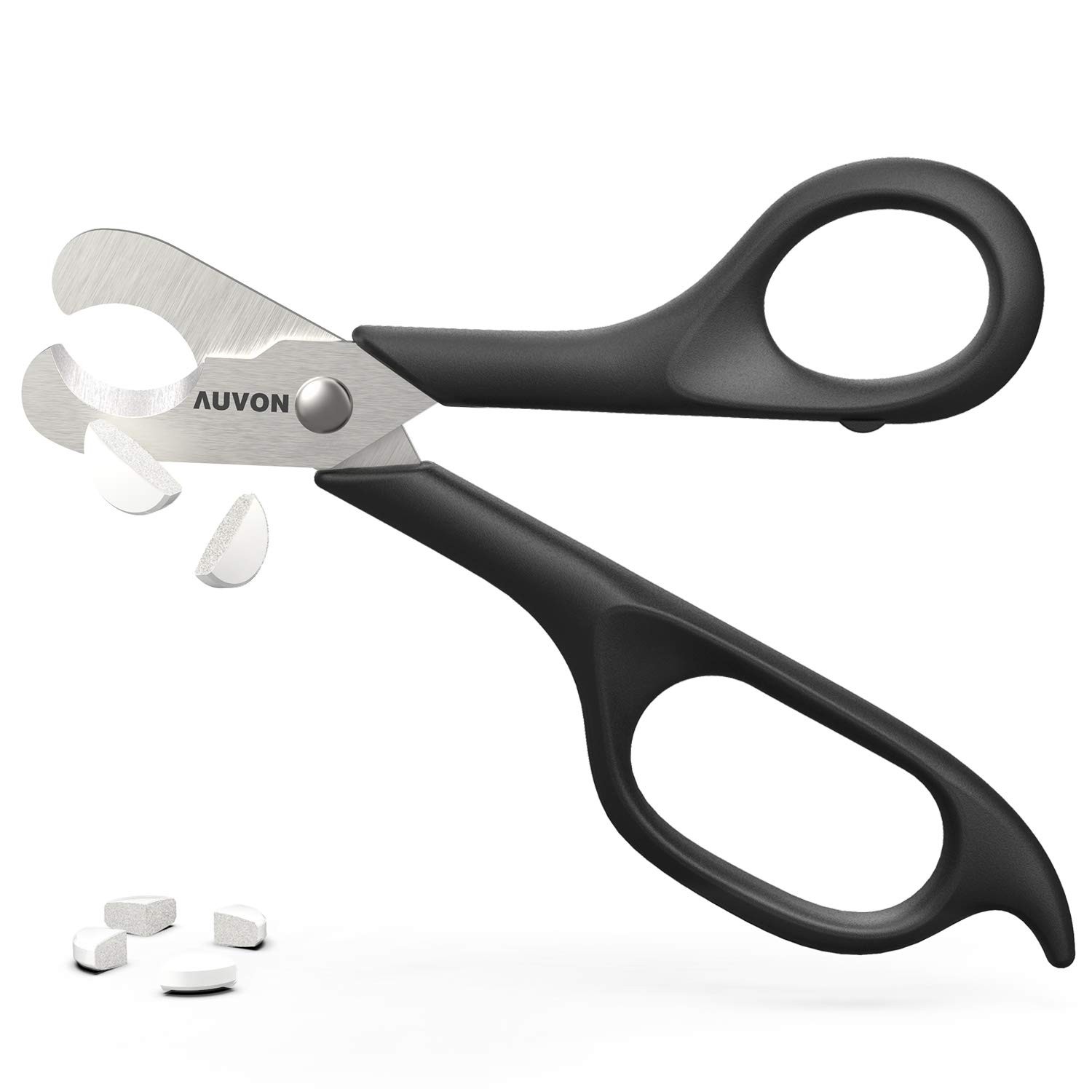 AUVON Scissors-Shaped Pill Cutter, Sharp Blade Pill Splitter for Easily Dividing
