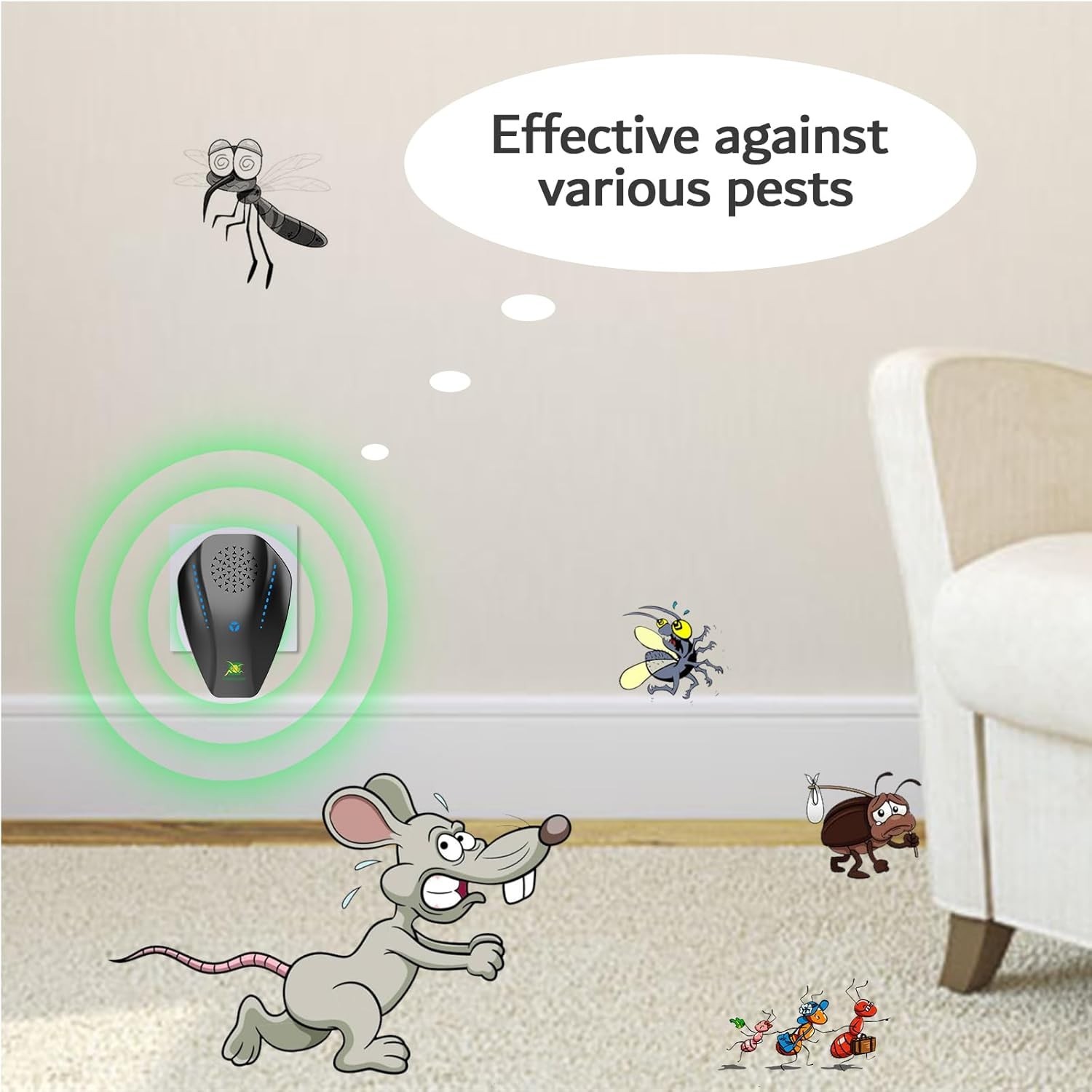 Ultrasonic Pest Repeller Indoor Plug In for Roach Mosquito Mouse Bug