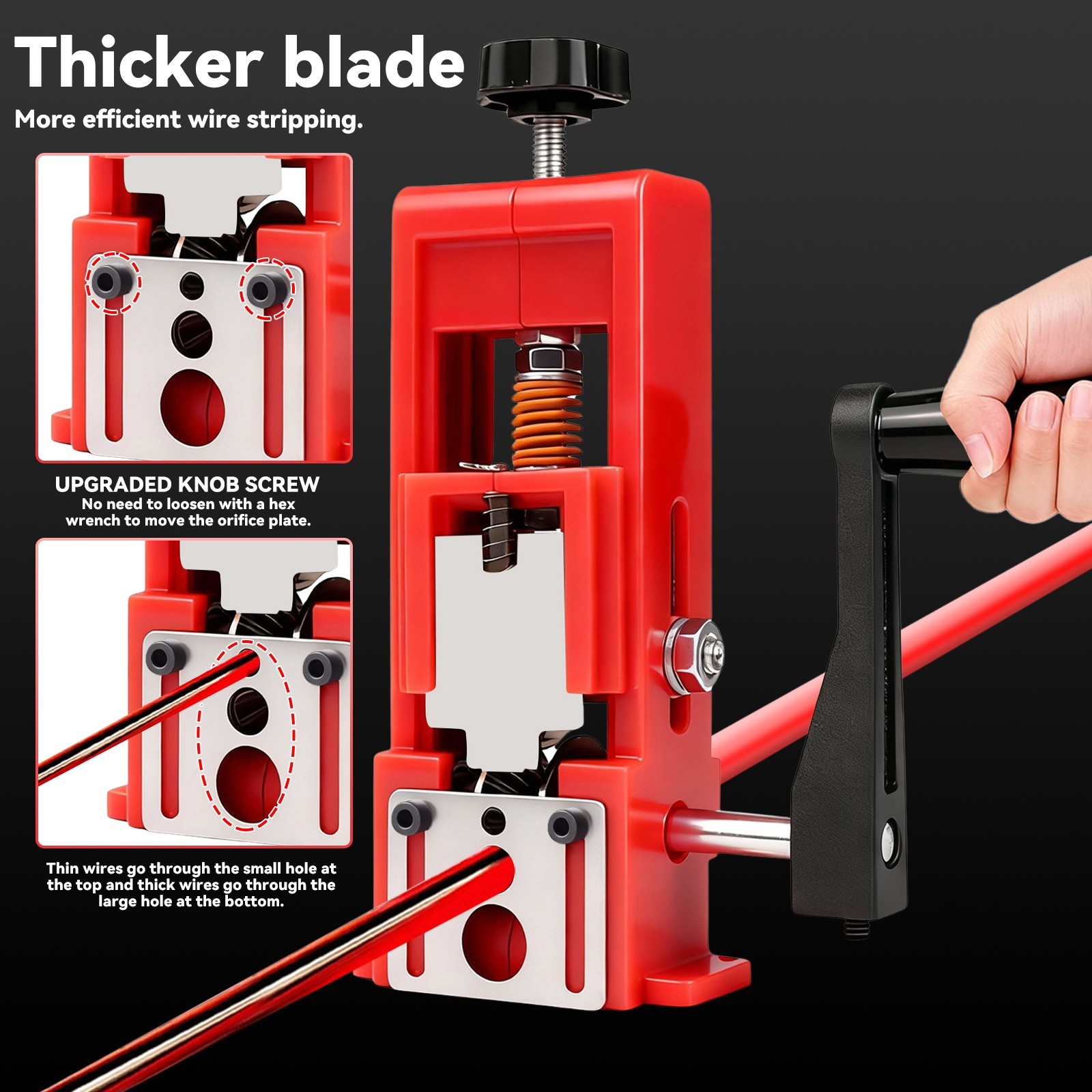 Wire Stripper Machine Hand Crank & Drill Driven Scrap Cable Peeler Tool 14AWG-1"